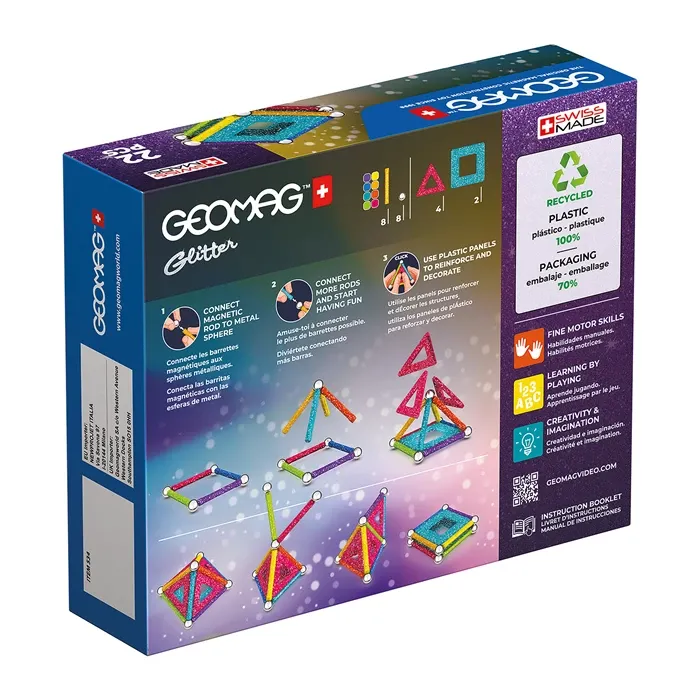 GEOMAG Panels GREEN line GLITTER 22 pièces