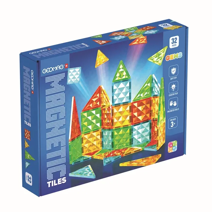 GEOMAG Magnetic Tiles Gems 32 pièces
