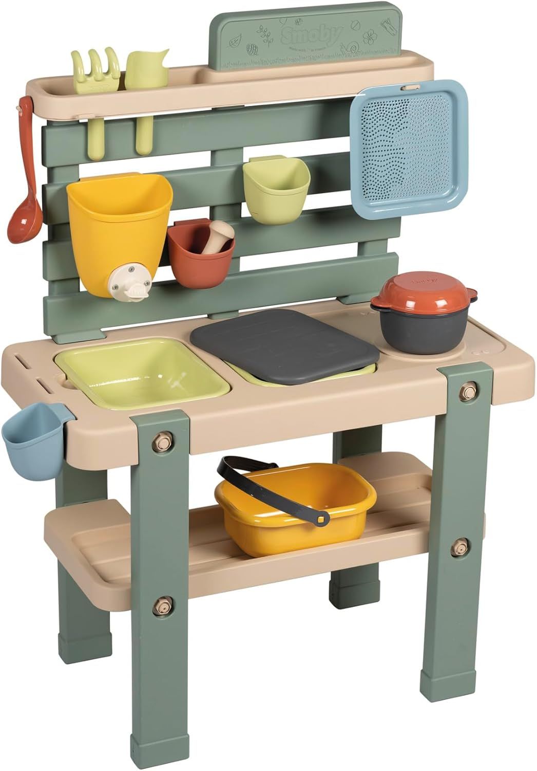 Smoby Life - Mud Kitchen - Jeu Thème Cuisine - Patouille en Extérieur - 11 Accessoires - Traitée Anti-UV - Matière Recyclée - A Partir de 3 Ans - Fabrication Française