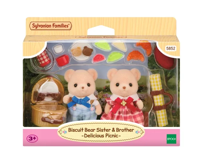 Sylvanian Families Ours Biscuit pique-nique sympa avec 2 oursons moelleux