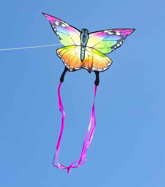Cerf-volant papillon Rainbow Kite, 120x95 cm, poignée avec 25 m de ficelle, dès 5 ans