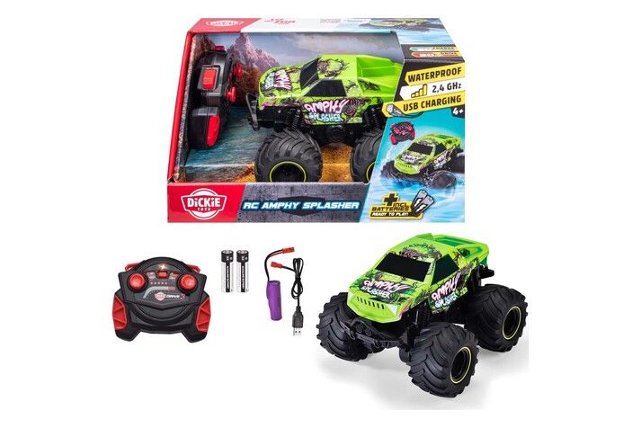 Dickie Voiture téléquidée, RC Amphy Splasher RTR, pivote à 360°