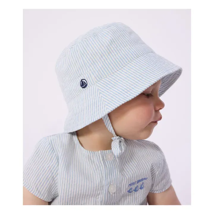 Petit Bateau Bob chapeau rayé bleu ciel, coton bio