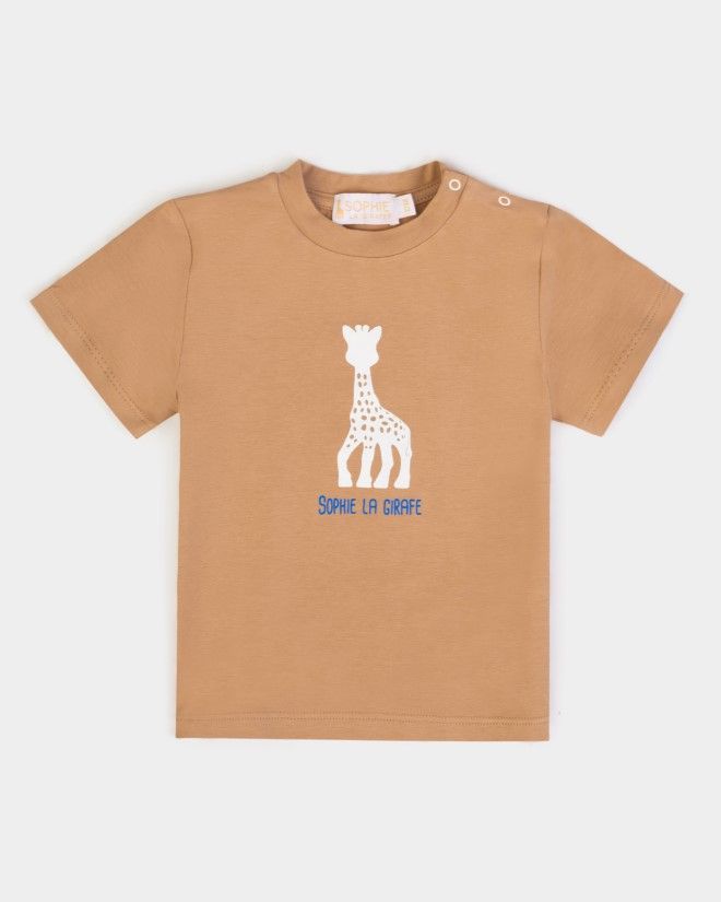 T-shirt brun clair sérigraphié Sophie la Girafe