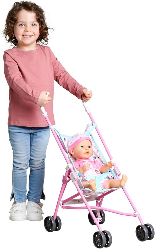 Simba Poussette de poupée - Buggy de poupée Pliable pour Enfants à partir de 3 Ans - Jouet léger de Voyage - avec Ceinture de sécurité et Design éléphant - Pliable - Hauteur 55 cm