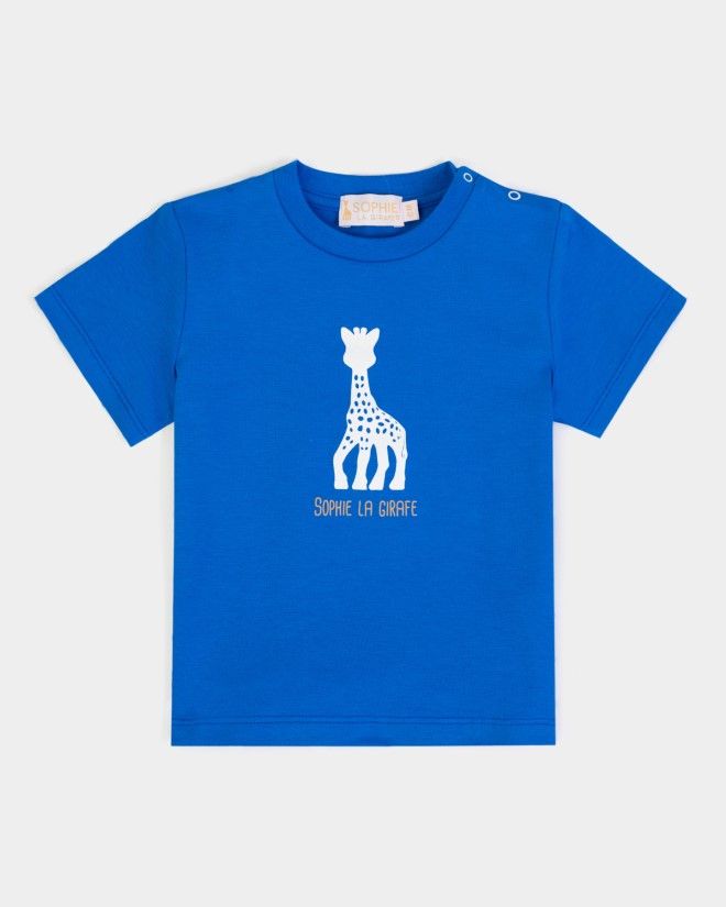 T-shirt bleu roi sérigraphié Sophie la Girafe