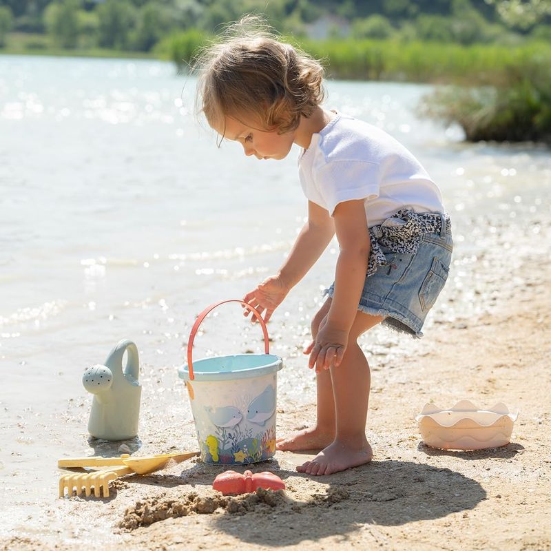 Smoby Life - Seau de Plage Garni - Arrosoir + Moule à Sable - Plastique Recyclé - Dès 18 Mois, panoplie pour le sable