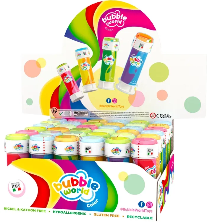 Bulles de savon Color Mini  60 ml,  assortis, avec jeu de patience sur le couvercle, dès 3 ans
