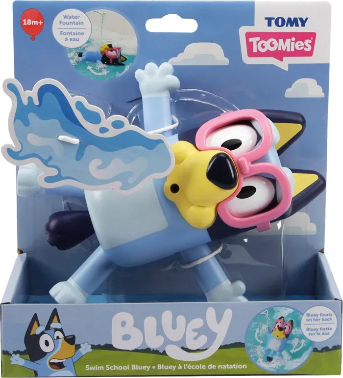 Bluey apprend à nager jouet flottant, bouge les bras et les jambes, dès 18 mois, pour le bain
