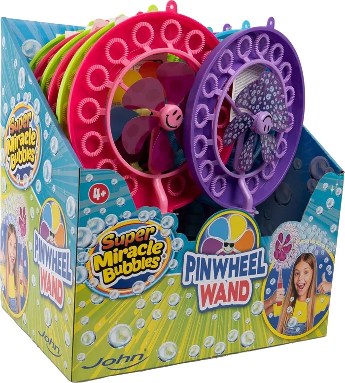 Moulin à vent pour bulles de savon, 39 cm de haut, couleur assorti avec liquide lessive, dès 4 ans