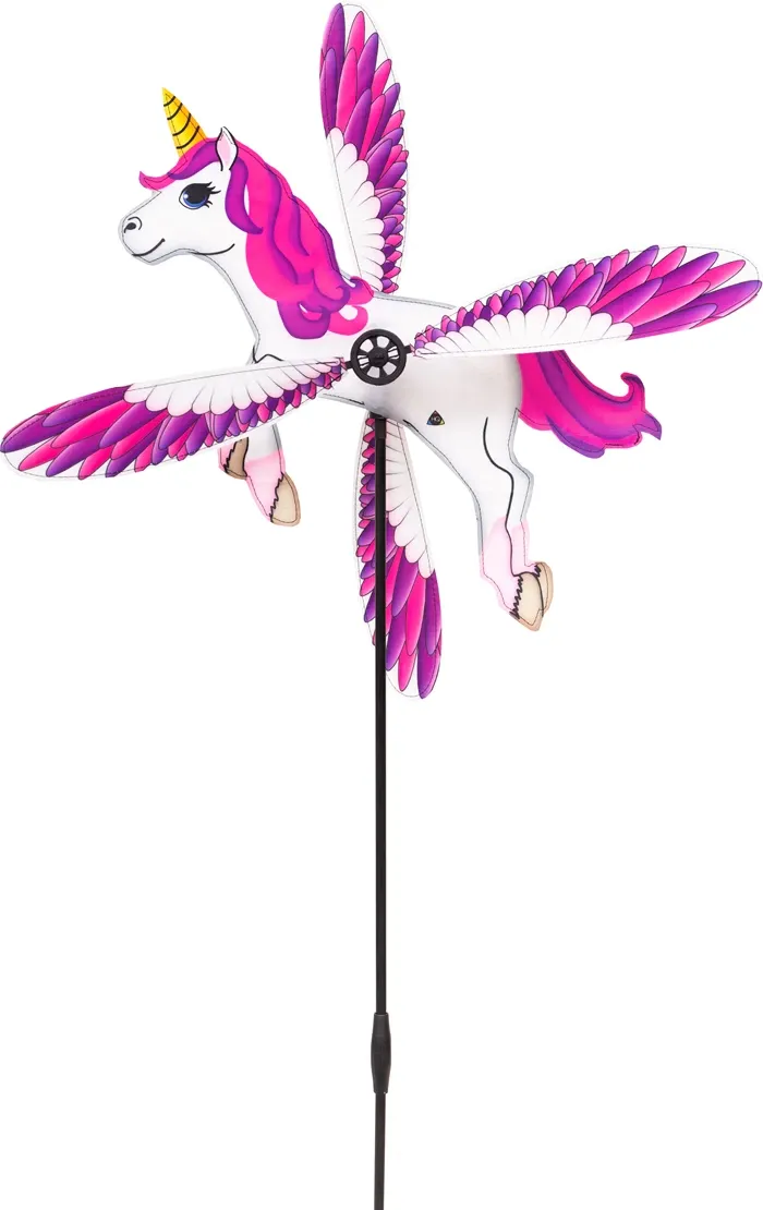 Éolienne Paddle Spinner Pegasus Licorne hauteur 120 cm, largeur 53 cm. résistant aux intempéries et UV