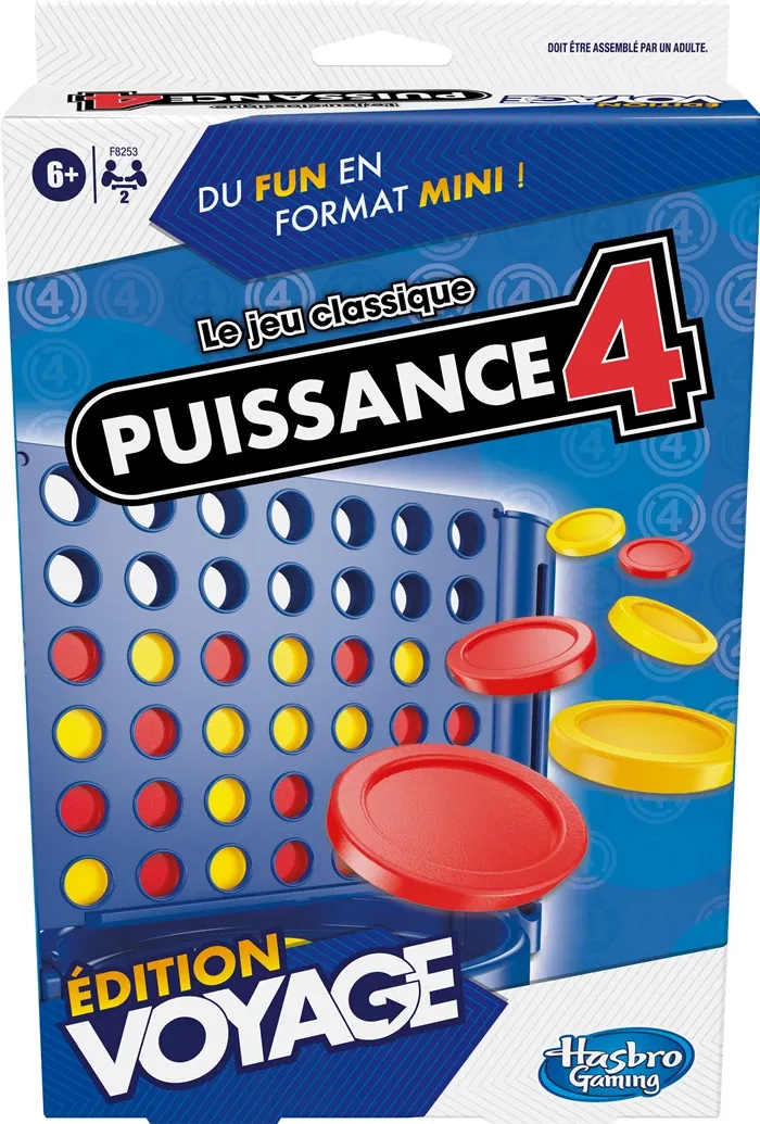 Puissance 4 Édition voyage f dés 6 ans, 2 joueurs, jeu de stratégie