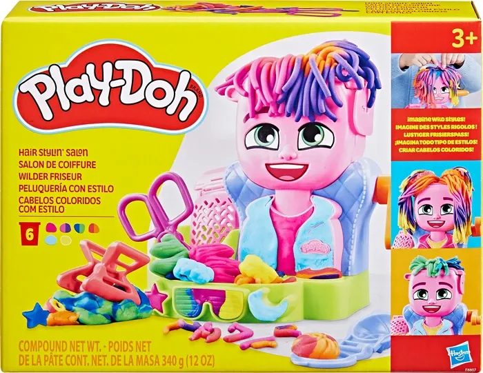 Play-Doh pâte à modeler Salon de coiffure coffret, 6 pots de pâte, tête, ciseaux, dès 3 ans