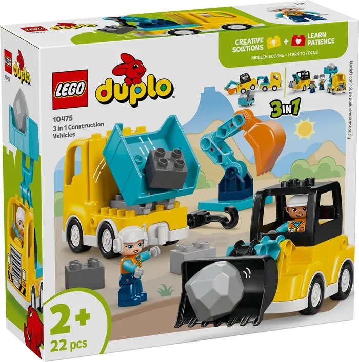 Les véhicules de chantier 3-en-1 Lego Duplo, 22 pcs., dès 2 ans