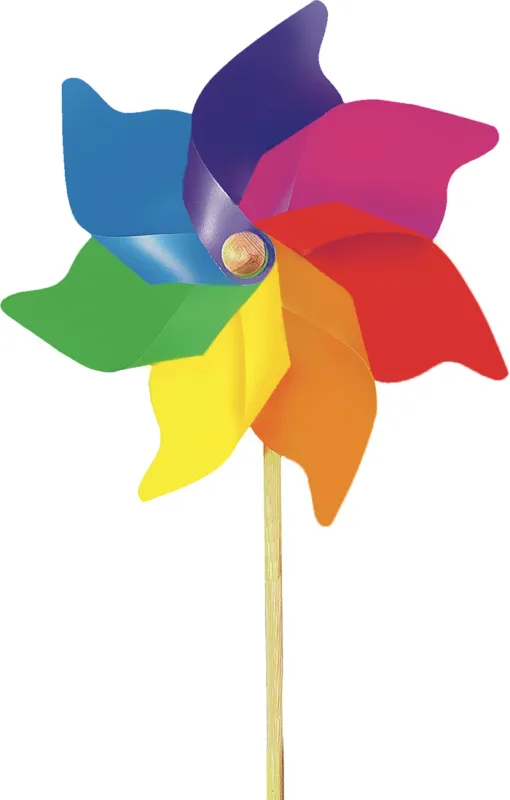 Éolienne Fleur Maxi ø 45 cm, plastique, tige en bois l: 110 cm