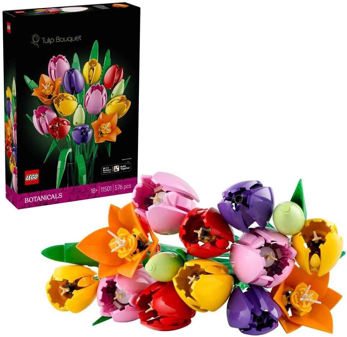 LEGO Botanicals Le Bouquet de Tulipes - Set de Construction Adulte avec Fleurs Artificielles - 14 Tulipes dans 5 Couleurs