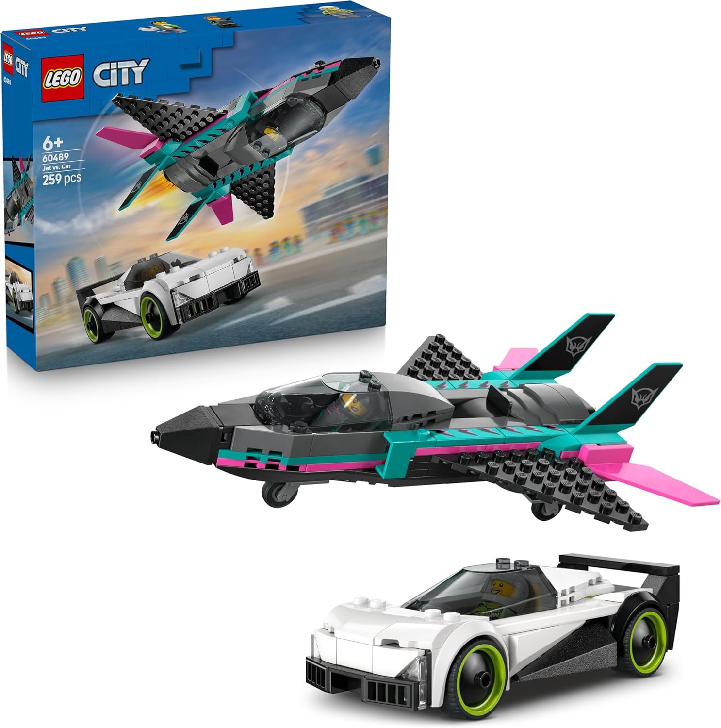 LEGO City Le Jet Contre la Voiture - Jeu de Construction avec Avion &amp; Supercar