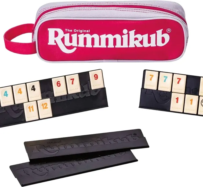 Rummikub Mini Pochette, d/f/i dès 8 ans, 2-4 joueurs, édition voyage avec étui en nylon
