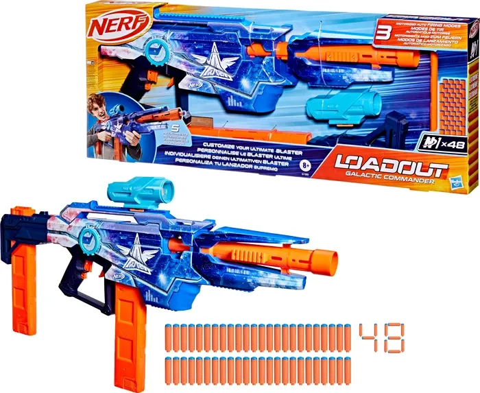 Nerf Loadout Galactic Commander 48 fléchettes N1, 3 modes de tir, lunette de visée, dès 8 ans