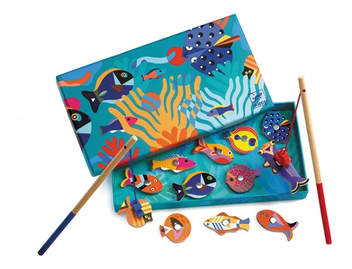 Djeco Jeu magnétique Fishing graphic, jeu de pêche en bois
