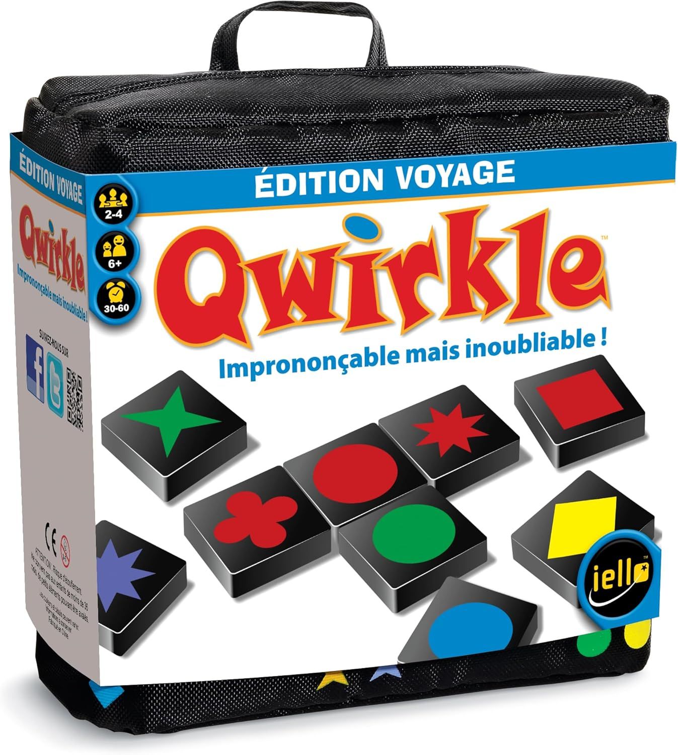 Qwirkle Voyage – Version Française – Jeu de Société Compact et Nomade – Jeu Familial de Logique et de Placement – Format Voyage | 2 à 4 Joueurs | 30 Minutes | Dès 6 Ans