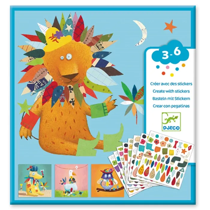 Djeco Créer avec des stickers, Animaux