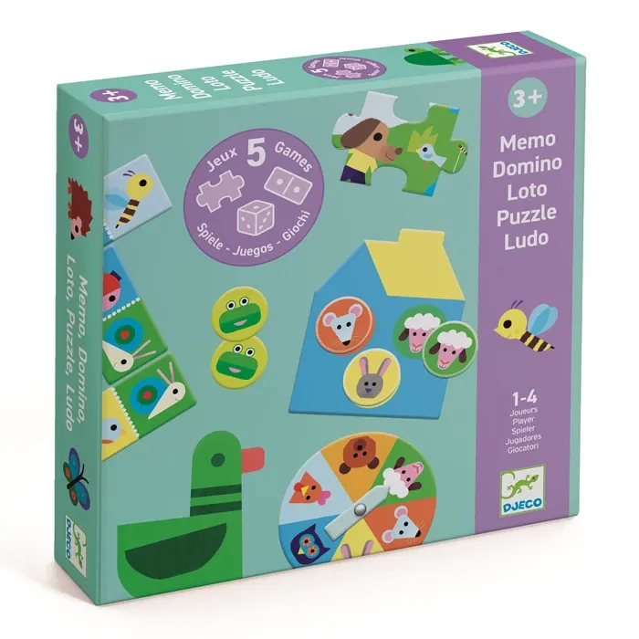 Djeco à la ferme, jeux éducatifs, mémo, loto, domino, puzzle et jeu de parcours