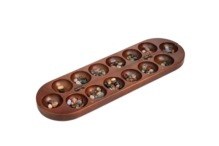Awalé, Mancalas, jeu de stratégie pliable  en bois avec galets