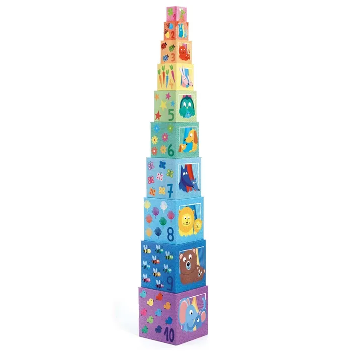 Djeco 10  Cubes empilables Arc-en-ciel