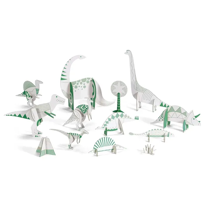 Djeco 3D Construction &amp; set de peinture, coloriage de  dinosaures FSC MIX