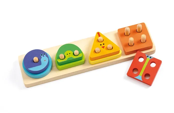 Puzzle Bois 1234 Basic et Ludique pour Enfant - 18 Mois - Djeco