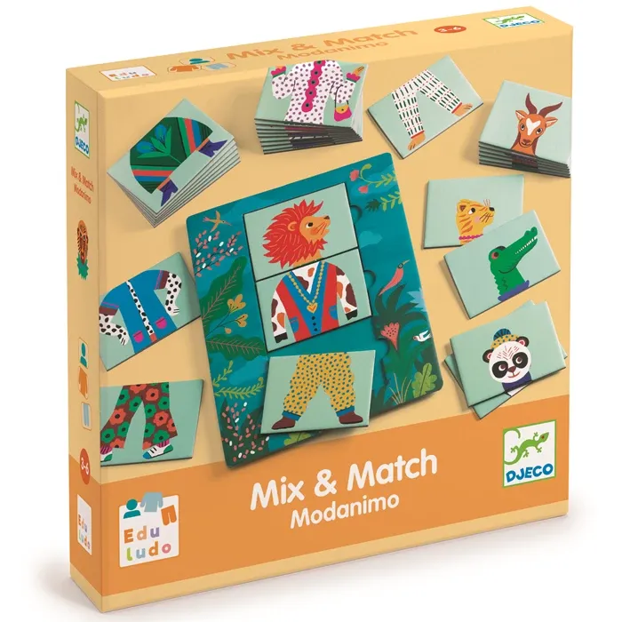 Djeco Eduludo Mix &amp; Match Modanimo (mult), jeu de méli-mélo avec des animaux
