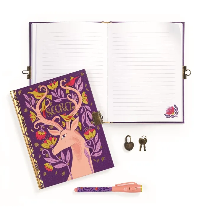 Djeco Journal intime, carnet secret avec cadenas, et stylo à l'encre invisible