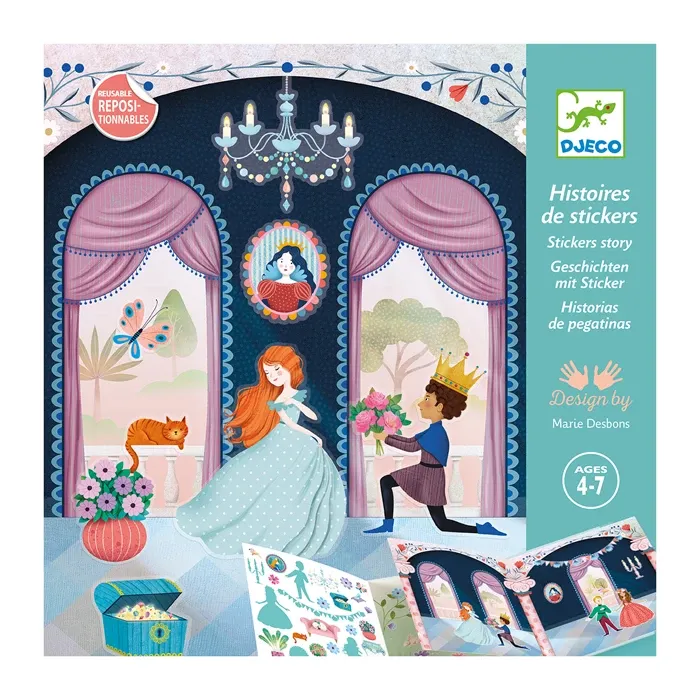 Djeco Histoires de stickers repositionnables, la vie au château