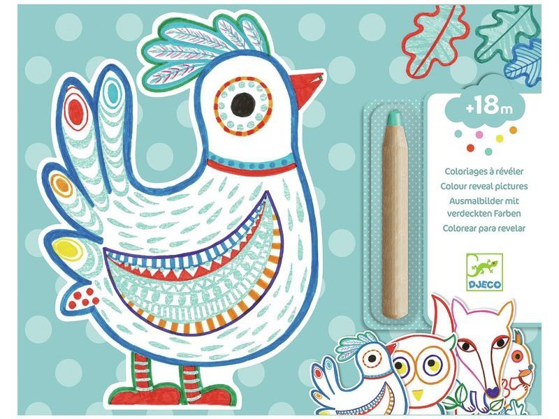 Djeco Coloriage à révéler, Animaux de la forêt