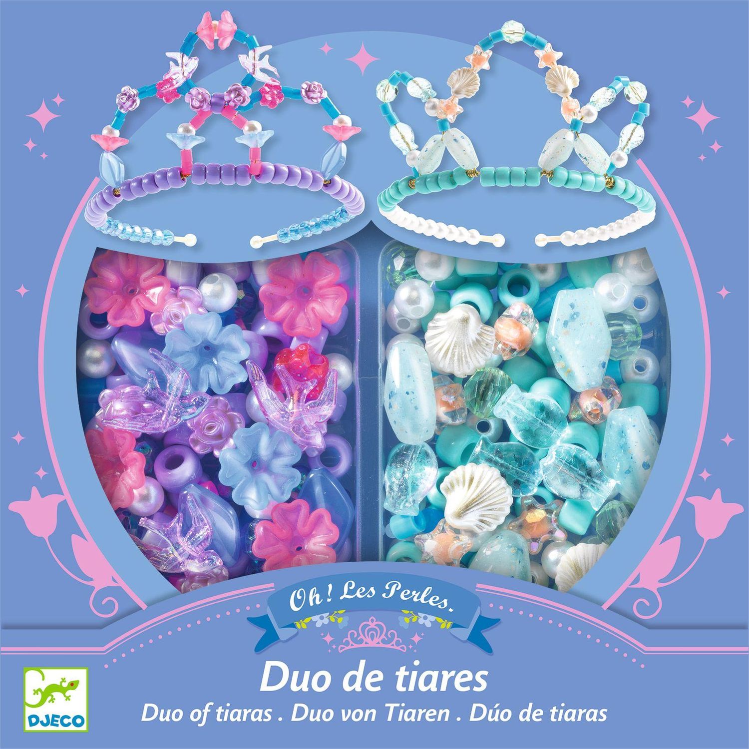 Djeco Duo de tiares, Oh! les Perles, Bleu, couronne de princesse