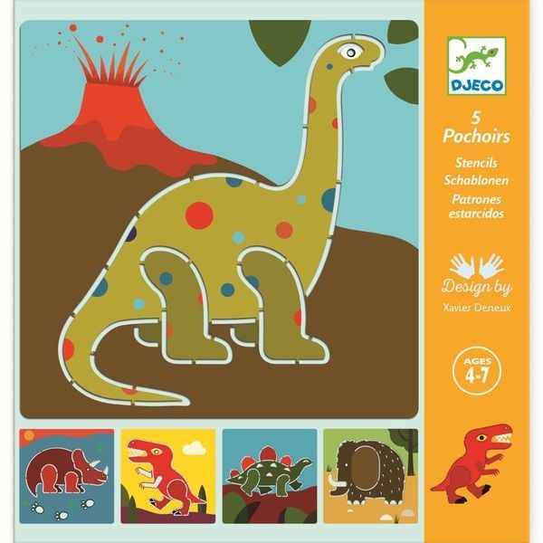 Djeco 5 Pochoirs Dinosaures