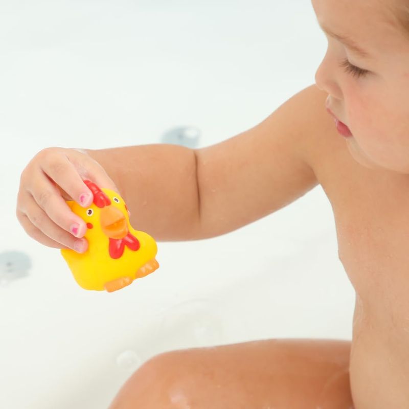 LUDI - Aspergeurs de Bain, Ferme - 4 Animaux Arroseurs pour Jouer dans Le Bain ou à la Plage - Jouets de Bain pour Bébé - À Partir de 10 Mois