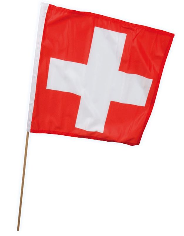 Drapeau d'état-major Suisse  40 cm, sur bâton en bois