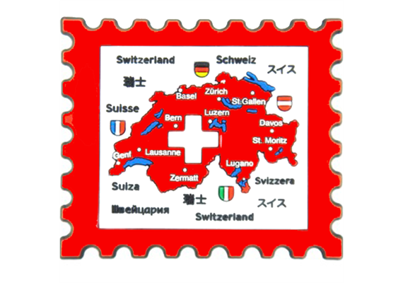 Magnet de la  Suisse en forme de timbre