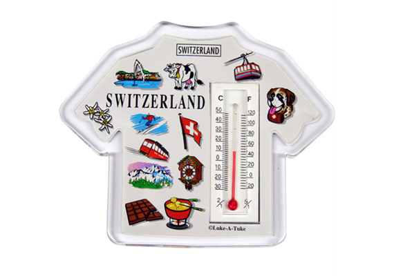 Magnet Suisse en forme de t-shirt avec thermomètre