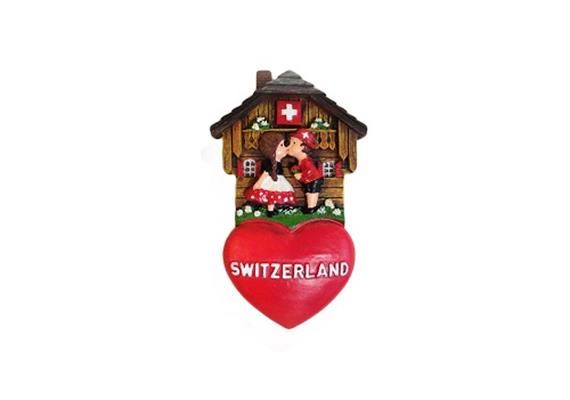 Magnet avec chalet Suisse, Heidi et Peter