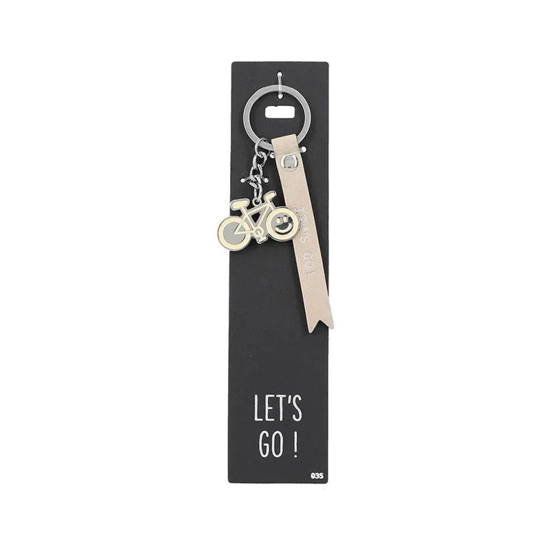 Porte-clés en cuir avec vélo, "Let's Go!"