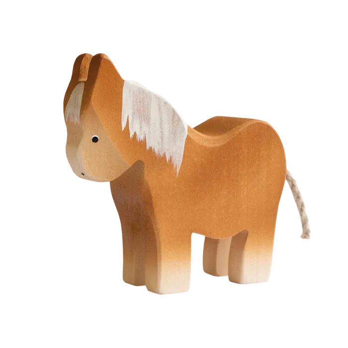 Trauffer Poney brun en bois no 1122, fabriqué en Suisse