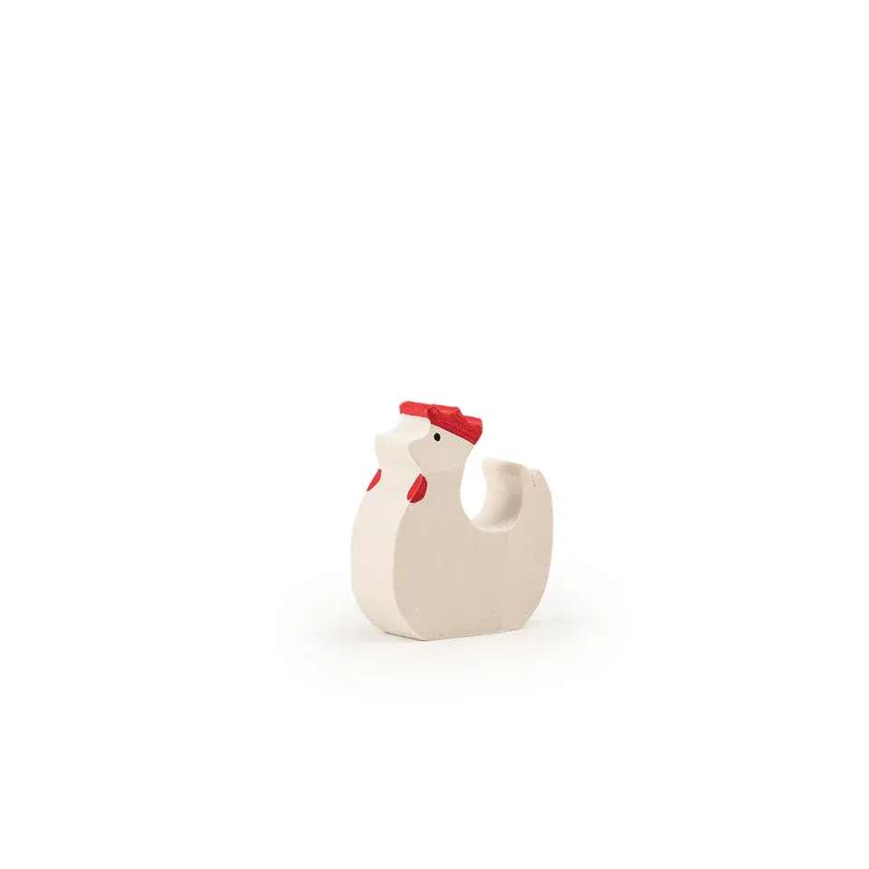 Trauffer Poule blanche debout, en bois no 1318, fabriqué en Suisse