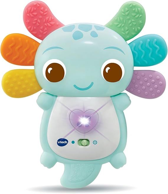 VTech - Croc' Croc Axolotl - Hochet de Dentition - Axolotl Jouet Sensoriel Bébé - Jeu d'Éveil Lumineux et Musical
