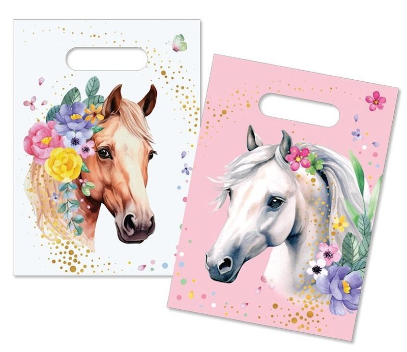 Sachets cadeaux pour les fêtes d'anniversaires Chevaux, 6 pièces, à remplir de bonbons ou de jouets pour offrir
