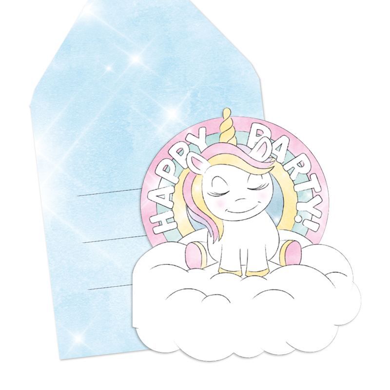 Cartes d'invitation Licorne, 6 pièces avec enveloppes, pour les anniversaires
