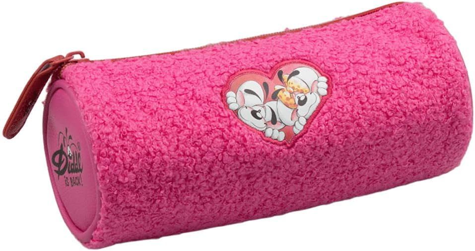 Diddl - Trousse Peluche 20x8,5 cm - Trousse Scolaire Rose en Matière Peluche Douce – Logo Cœur sur Le Devant – Parfaite pour Stylos, Crayons