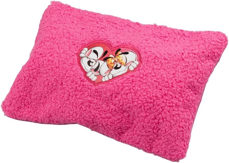 DIDDL - Pochette peluche Diddl - 23,5x1x16,5 cm - Pochette Rose En Matière Peluche Douce - Logo Cœur Avec Personnages Sur Le Devant - 1 Poche Zippée Pratique